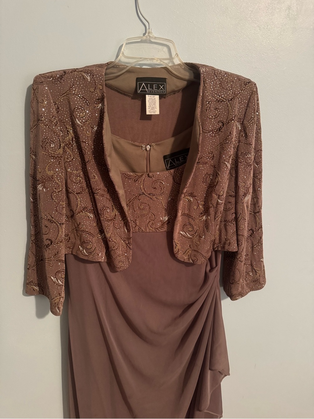 Alex Evenings Dusty Mauve Embellished Dress with Beaded Jacket
